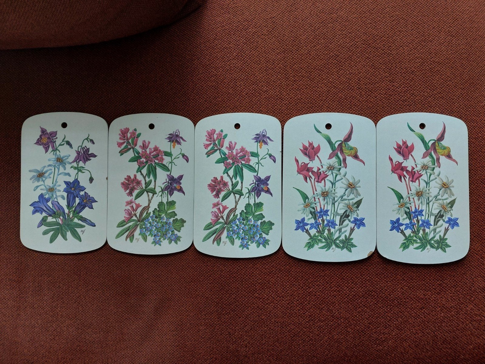 5 vintage Ricolor snijplankjes gemaakt in West-Duitsland., Snij-/serveerplank, Ophalen of Verzenden, Zo goed als nieuw, Overige merken