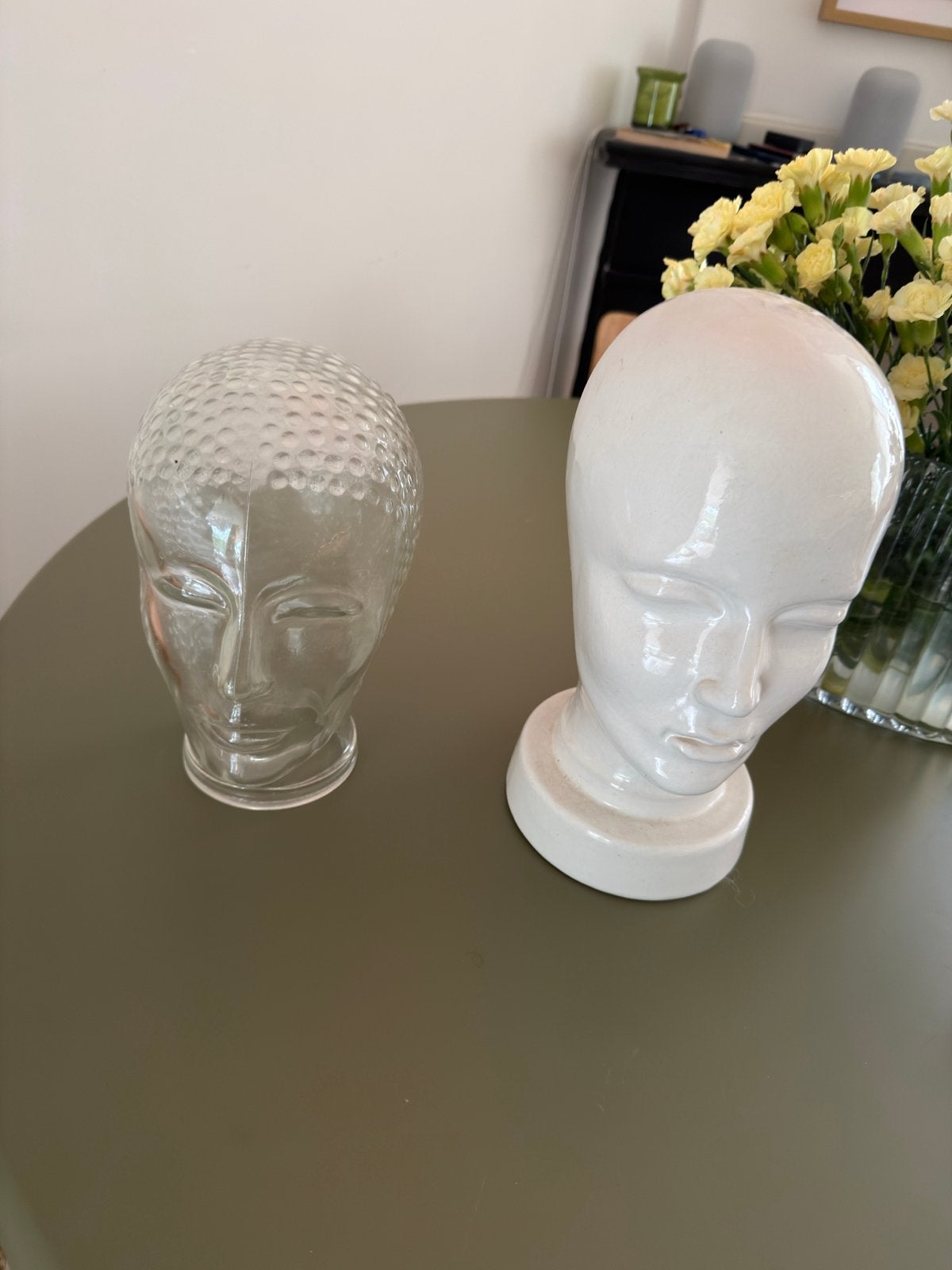 Decoratief vintage Mannequin Hoofd glas, Ophalen of Verzenden, Gebruikt