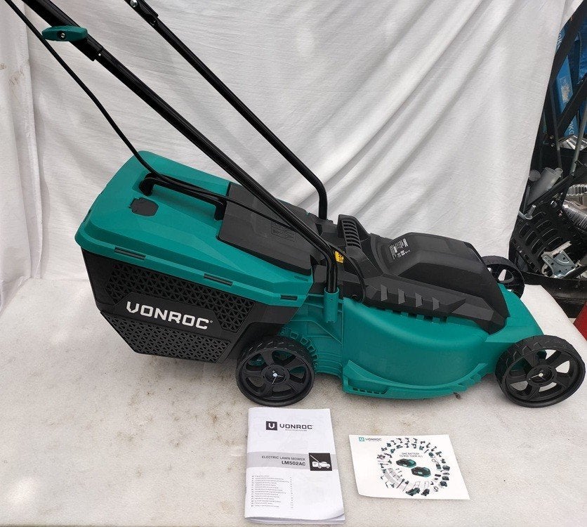 Vonroc elektrische grasmaaier 1300w, Ophalen, Cirkelmaaier, Elektrische grasmaaier, Nieuw