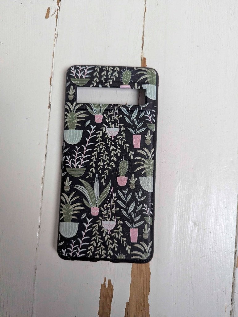 Zwart telefoonhoesje met plantenprint van Pela Case, Ophalen of Verzenden, Gebruikt, Hoesje of Tasje