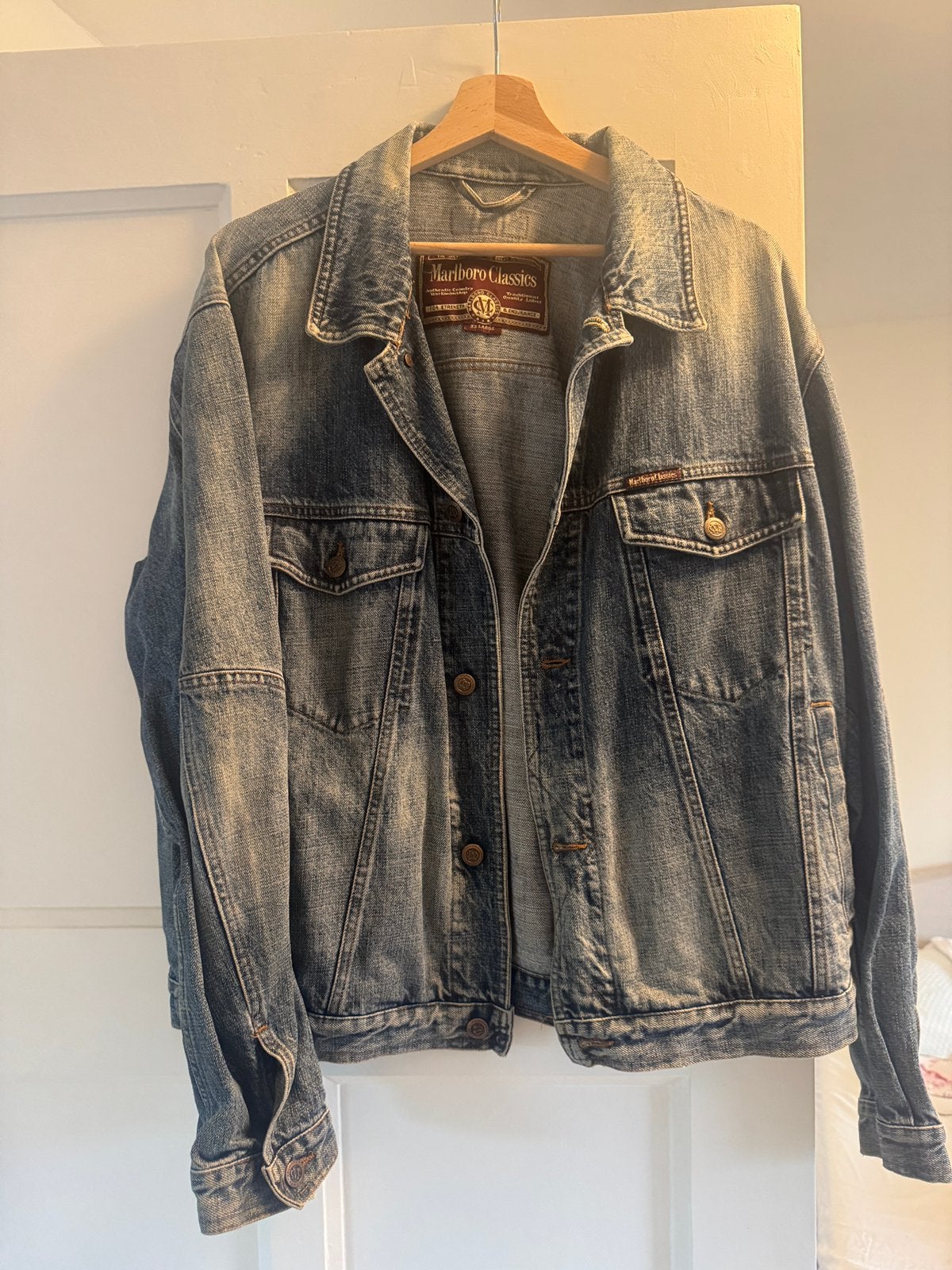 Vintage Marlboro denim jacket, Ophalen of Verzenden, Gedragen, Overige maten, Blauw