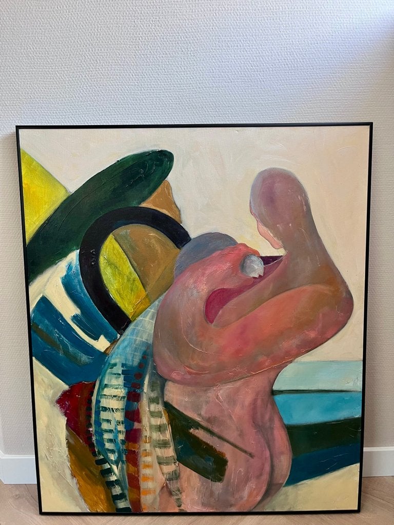 Schilderij – vermoedelijk olieverf op doek – 100 x 86 cm, Ophalen, Gesigneerd, Olieverf, Overige onderwerpen