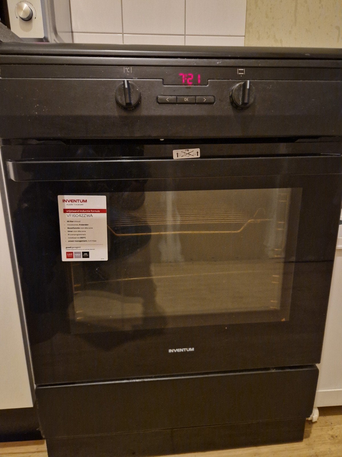 inventum inductie fornuis, Zo goed als nieuw, Inductie, Vrijstaand, 85 tot 90 cm