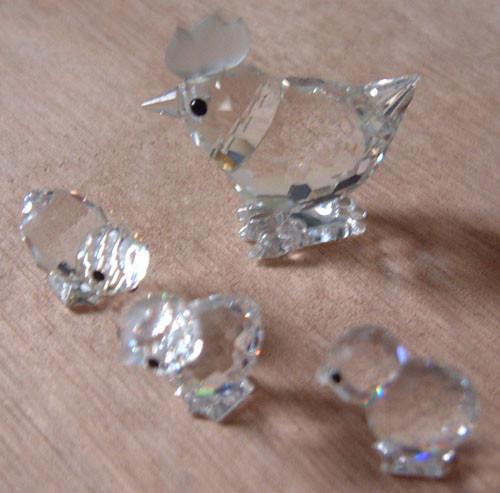 Swarovski Kristal Kip Mini met 3 kuikens Collectors Item, Ophalen of Verzenden, Zo goed als nieuw, Figuurtje