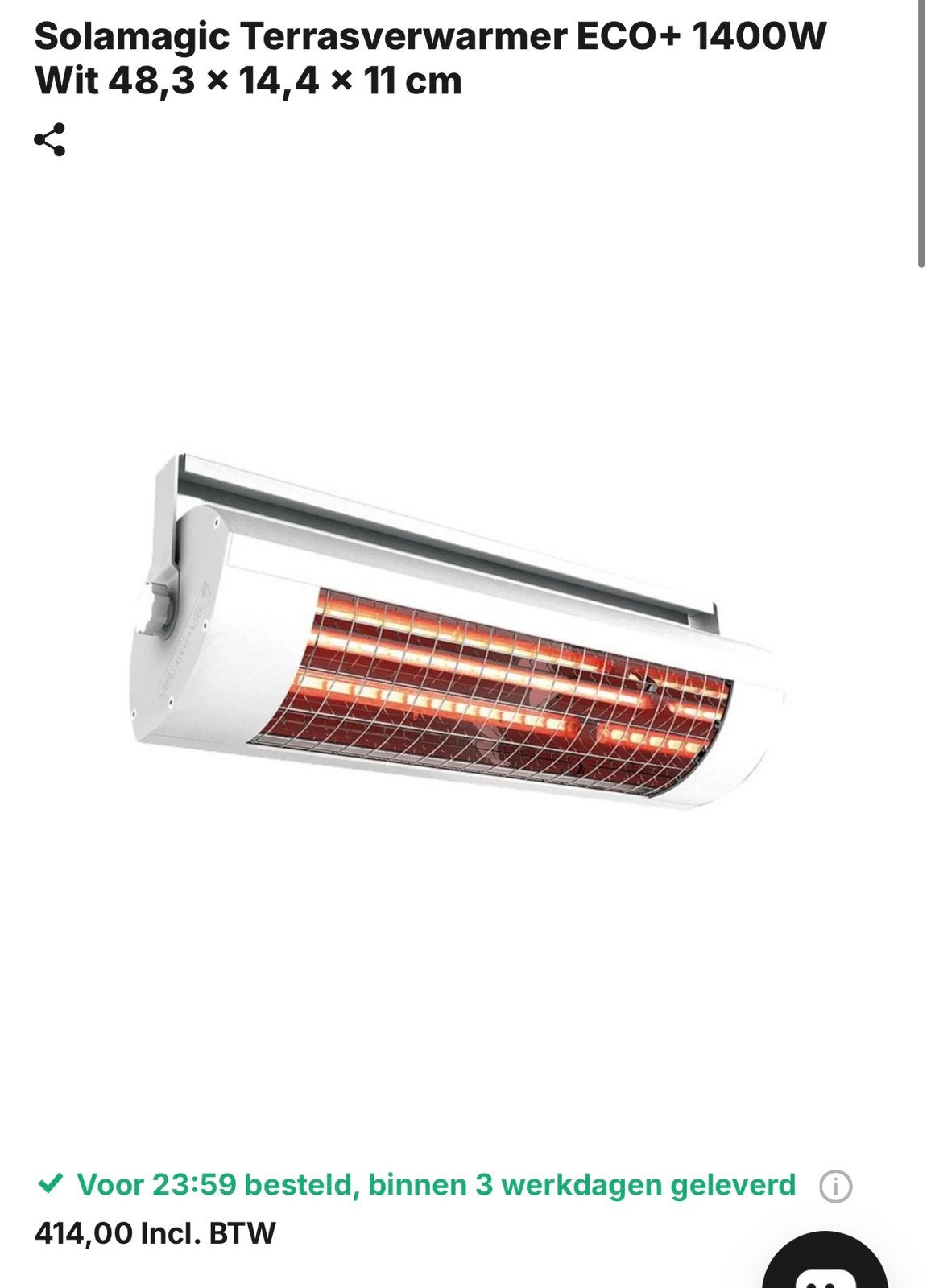 Solamagic heater | eco+ | 1400w, Verzenden, Zo goed als nieuw