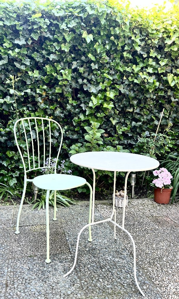 Design tuin/balkon of terras tafel inklapbaar en stoel, Tuin en Terras, Tuinsets en Loungesets, Gebruikt, Rvs, Stoel, Ophalen