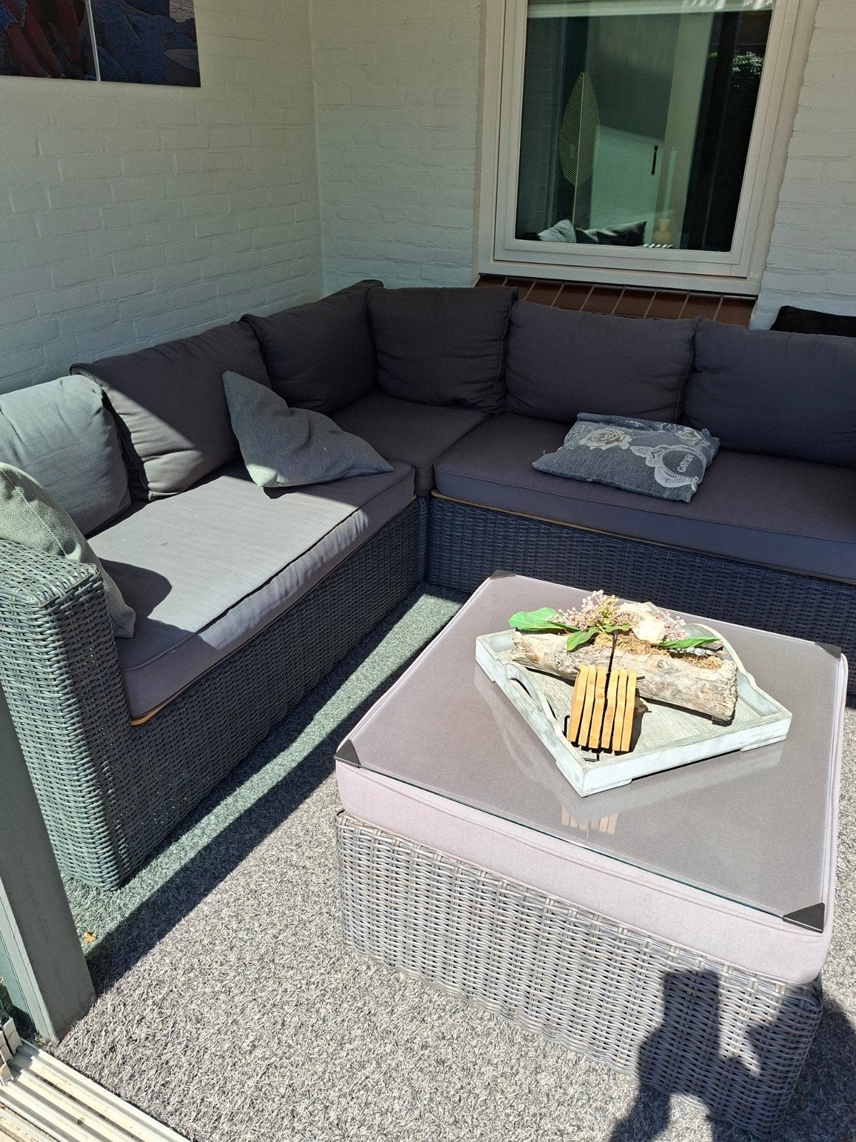 loungeset grijs wicker, Ophalen, 6 zitplaatsen, Wicker, Gebruikt