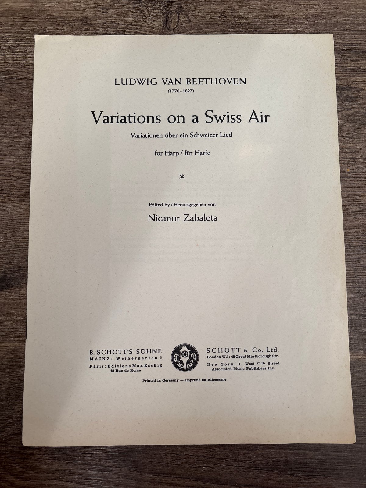 Beethoven - Variaties op een Zwitserse Melodie voor Harp, Gebruikt, Klassiek, Artiest of Componist, Overige instrumenten
