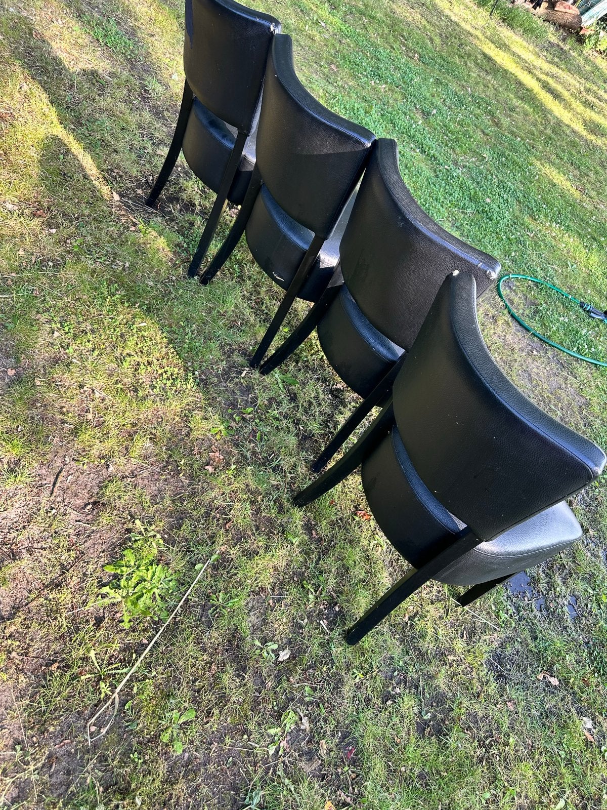 Set van 4 zwarte stoelen - Gebruikt, Ophalen, Gebruikt, Zwart, Leer