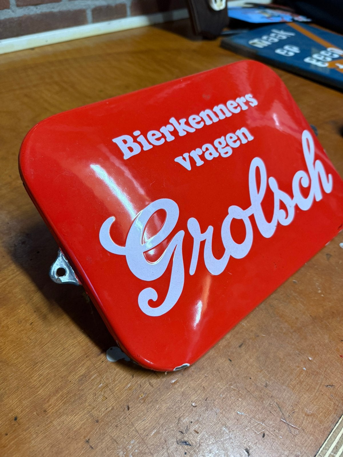 Emaille reclamebord grolsch, Ophalen of Verzenden, Zo goed als nieuw, Reclamebord