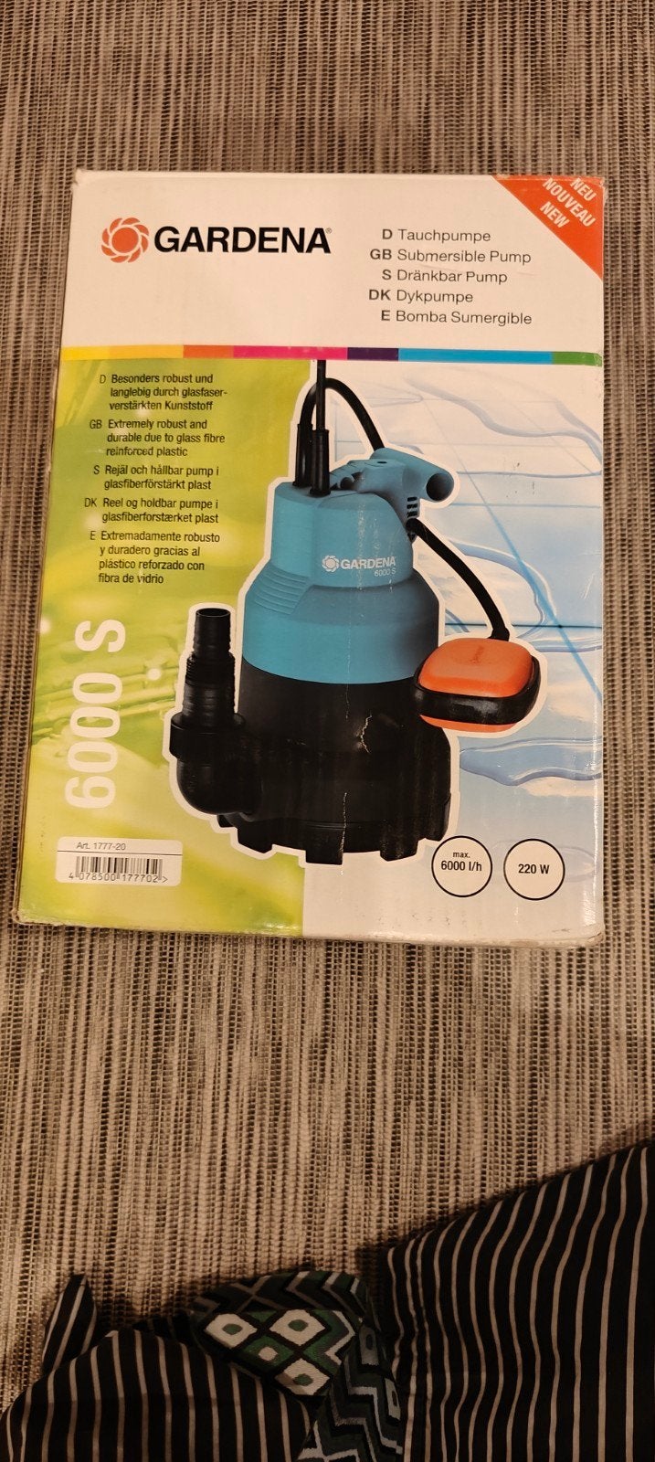 Gardena Dompelpomp 6000/h 220W - Nieuw in doos, Ophalen of Verzenden