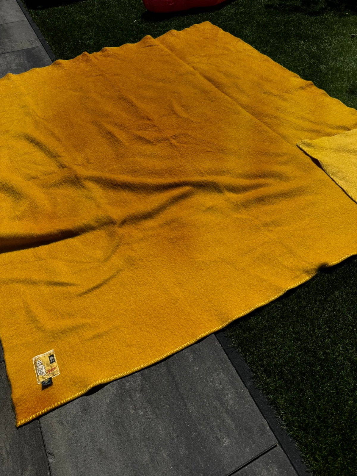 Grote wollen deken Zaalberg 240x220 vintage, Geel, Wol, Ophalen of Verzenden, Zo goed als nieuw