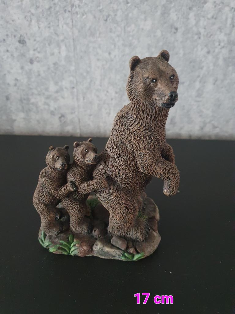 Nieuw Stenen Beren Beeldje - Moeder met Welpen,, Verzamelen, Beelden en Beeldjes, Ophalen of Verzenden, Nieuw, Dier