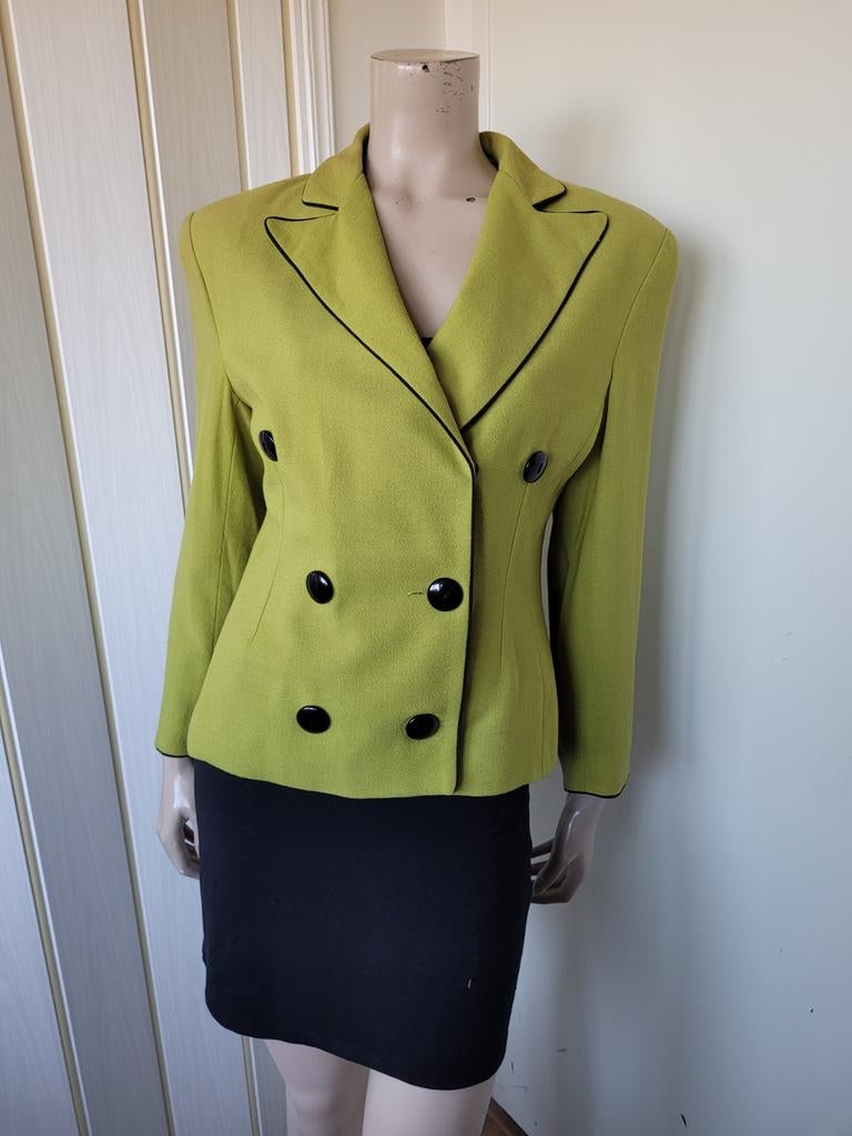 Karen Vintage Italy jasje groen wol mix maat 38/40 M/L, Maat 38/40 (M), Zwart, Ophalen of Verzenden, Zo goed als nieuw