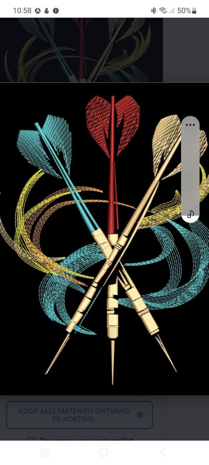 Geborduurde darts pijltjes op stof (50x50cm), Ophalen of Verzenden, Nieuw