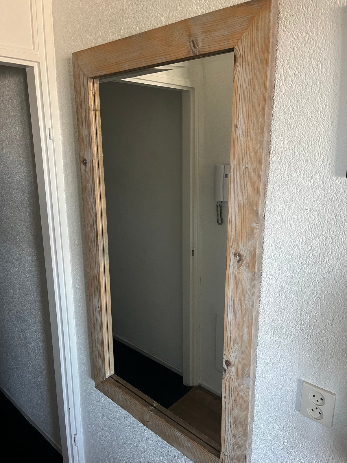 Steigerhouten spiegel 150x70 cm, Ophalen, Gebruikt, 100 tot 150 cm, Rechthoekig