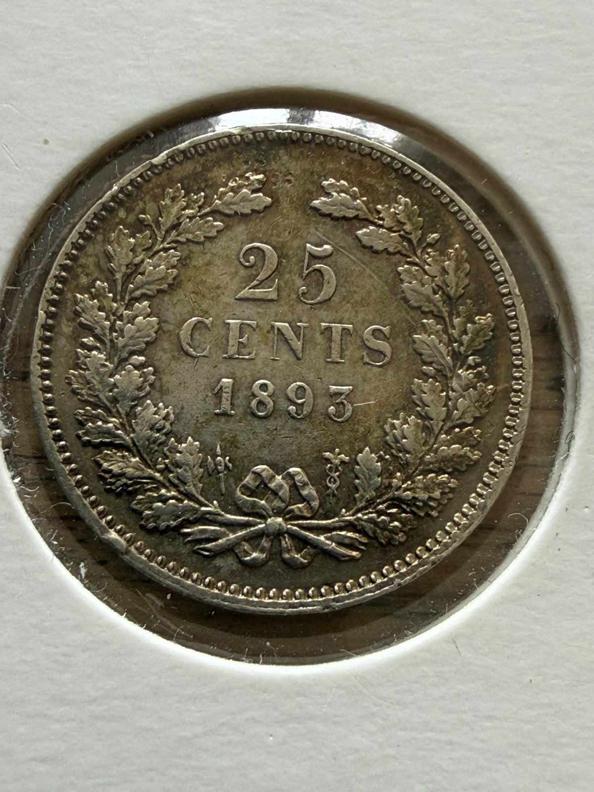 Kwartje 1893 Wilhelmina, Zilver, 25 cent, Ophalen of Verzenden, Koningin Wilhelmina
