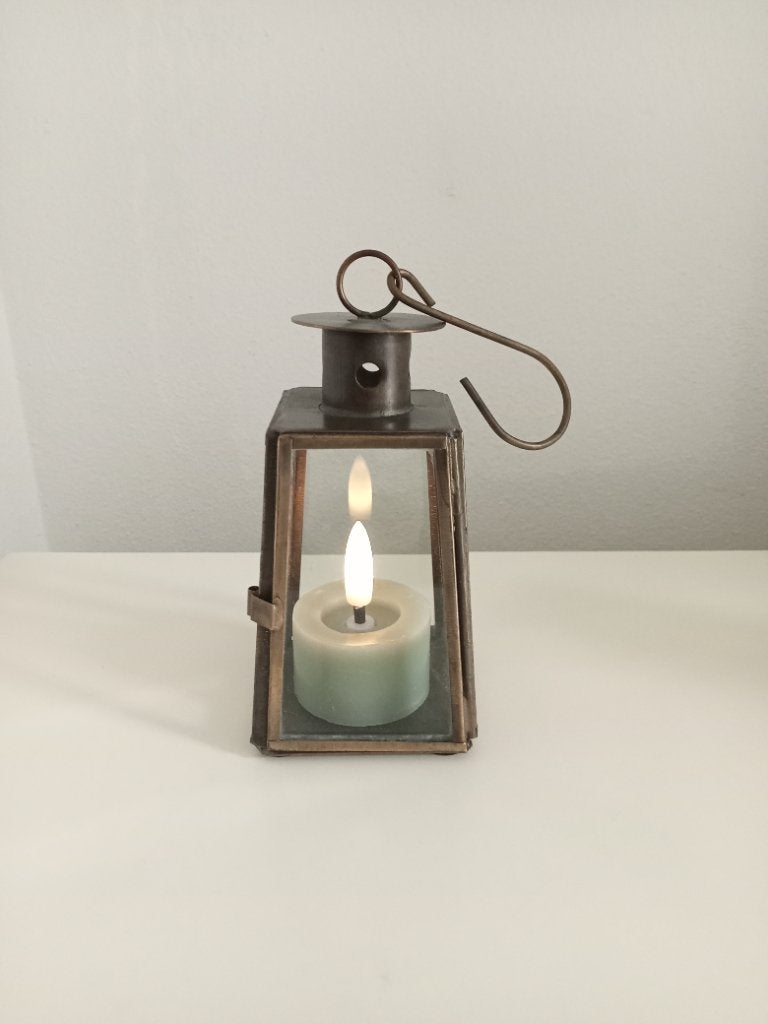 Mini lantaarn windlichtje taps bronskleur Ib Laursen, Lantaarn, Meerkleurig, Ophalen of Verzenden, Zo goed als nieuw