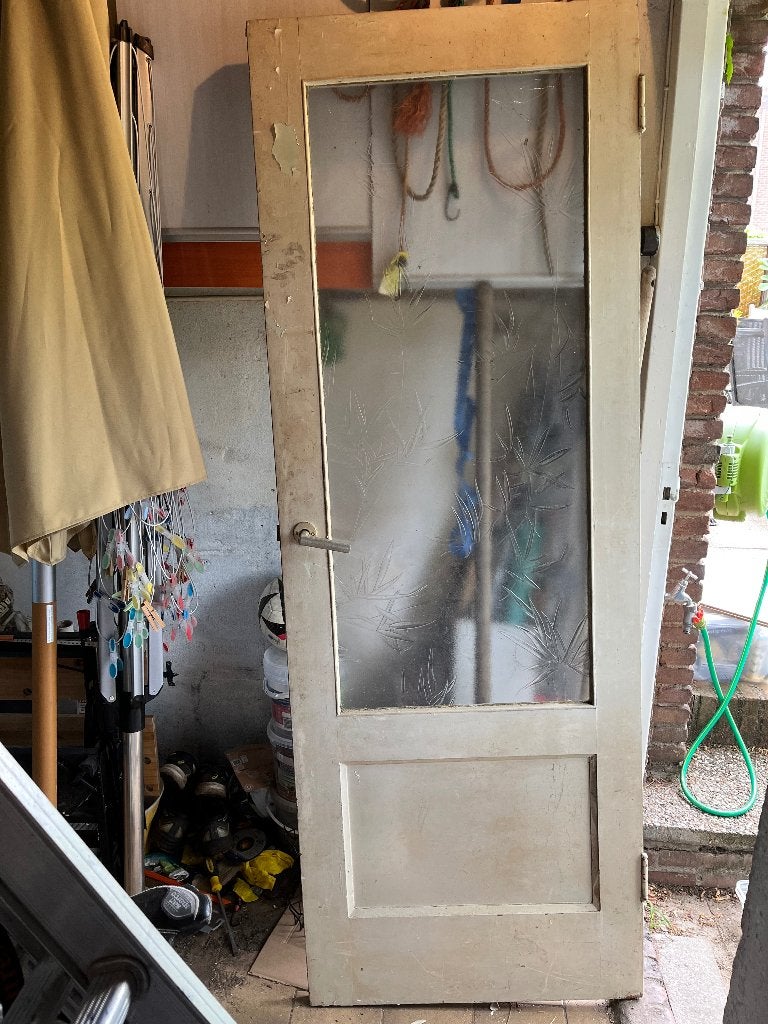 Deur met glas / patroonglas / retro, Ophalen, Gebruikt, Minder dan 80 cm, Binnendeur