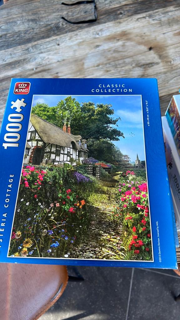 King 1.000 stuks puzzel: Wysteria cottage, Ophalen of Verzenden, 500 t/m 1500 stukjes, Zo goed als nieuw