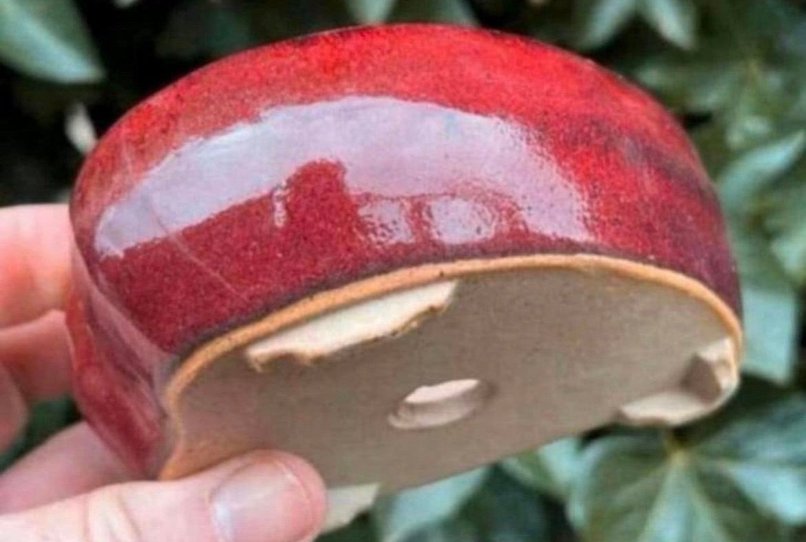 Bonsai schaal Ossenbloed rood geglazuurd 14,1x9,9x4,8, Ophalen of Verzenden, Zo goed als nieuw, Overige vormen, Aardewerk