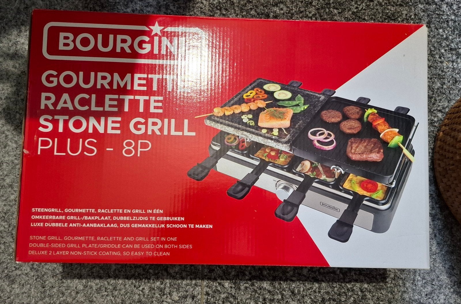 Nieuwe Bourgini Gourmette Raclette Stone Grill Plus - 8P, Witgoed en Apparatuur, Ophalen of Verzenden, Nieuw, 8 personen of meer