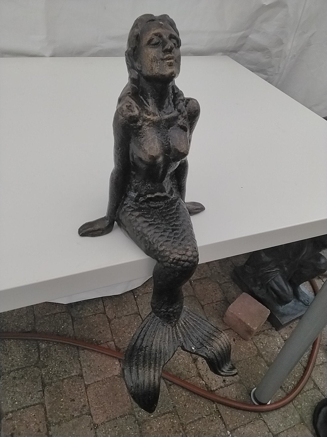 Bronzen Zeemeermin Beeld - 35 cm hoog, Overige onderwerpen, Ophalen of Verzenden, Gepatineerd, 20 - 50 cm