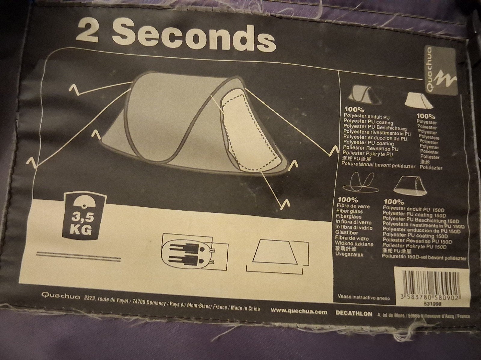 Te koop,Quechua 2 seconds Tent., Ophalen