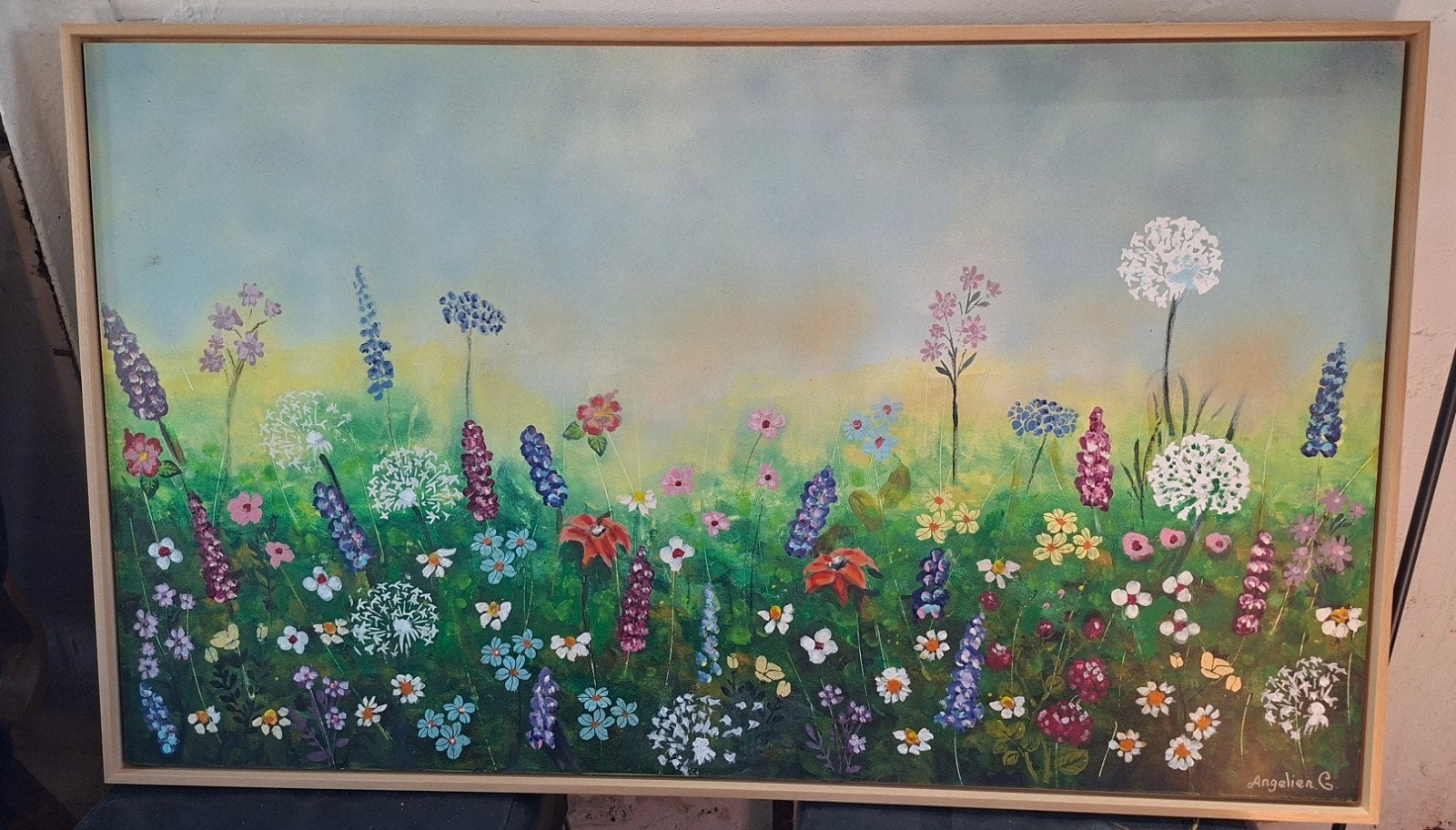 Groot bloemen schilderij, Ophalen of Verzenden