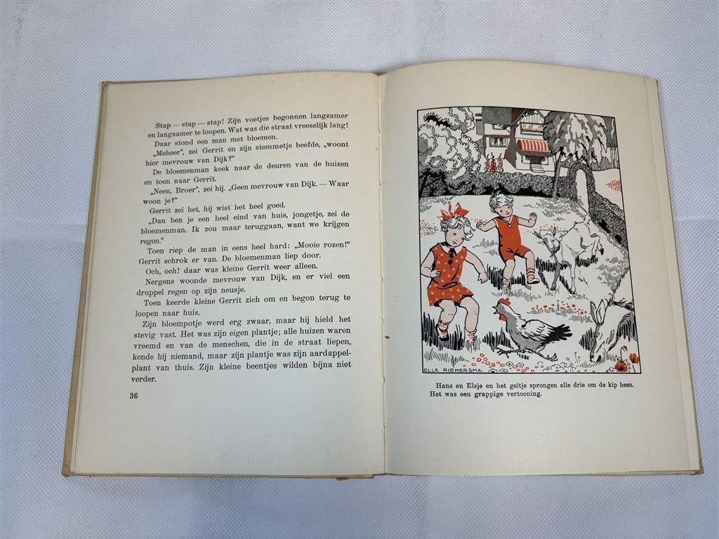 Hans en Elsje [1927] — Antiek, Ill. Ella Riemersma, Boeken, Prentenboeken en Plaatjesalbums, Ophalen of Verzenden, Gelezen