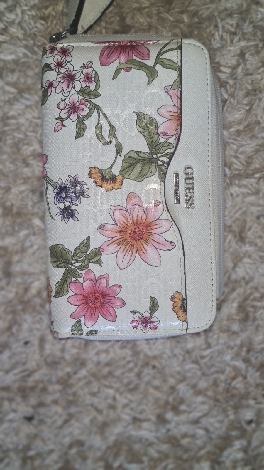 Guess schoudertas en portemonnee set met bloemenprint, Ophalen of Verzenden, Zo goed als nieuw, Wit, Schoudertasje