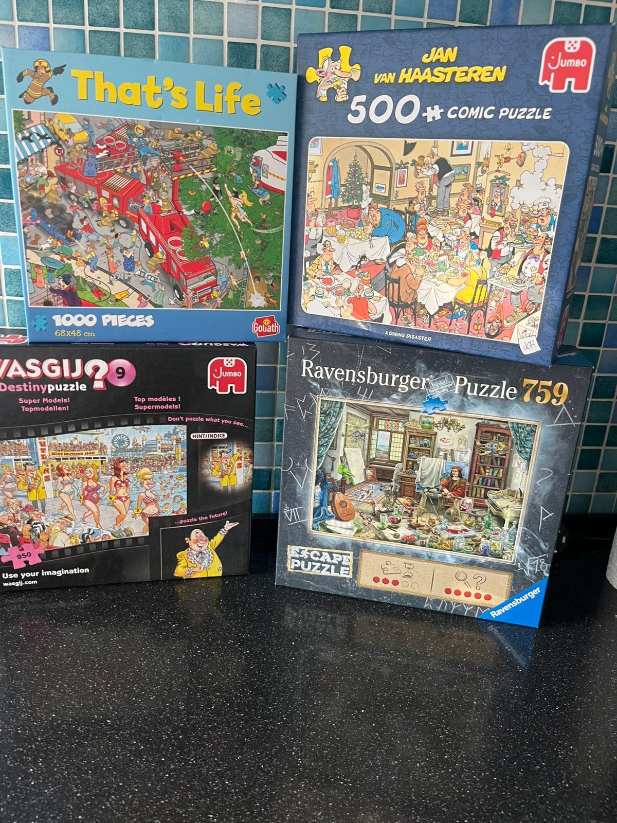 4 verschillende puzzels, Ophalen of Verzenden, 500 t/m 1500 stukjes, Zo goed als nieuw