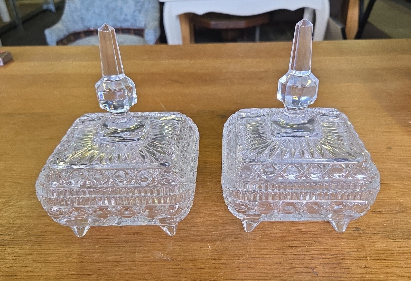 vintage Boheemse bonbonnière set, Antiek en Kunst, Antiek | Glas en Kristal, Ophalen of Verzenden