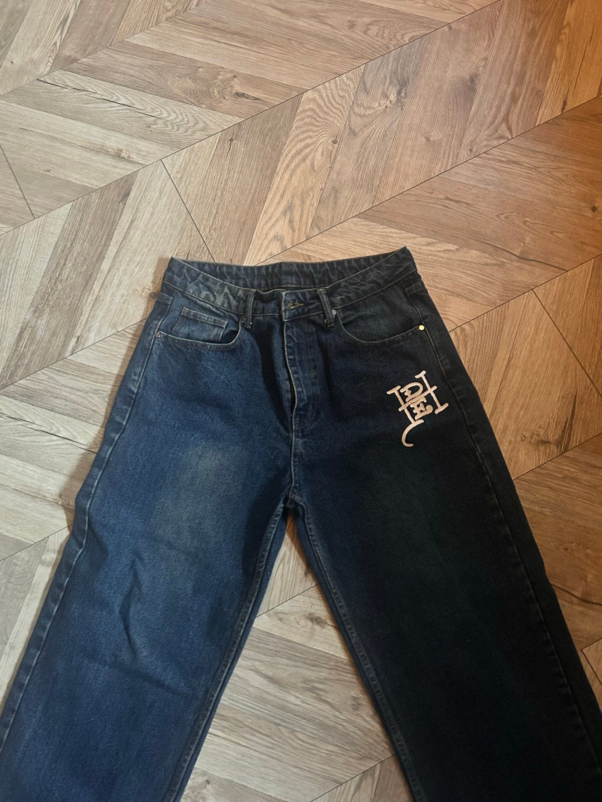 Ed Hardy x Urban Outfitters jeans met drakenprint, Ophalen of Verzenden, Zo goed als nieuw, Blauw, Overige jeansmaten