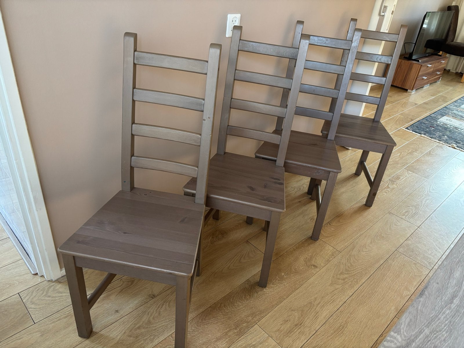 Ikea Kaustby stoelen - 4 stuks grijs, Ophalen, Gebruikt, Vier, Grijs
