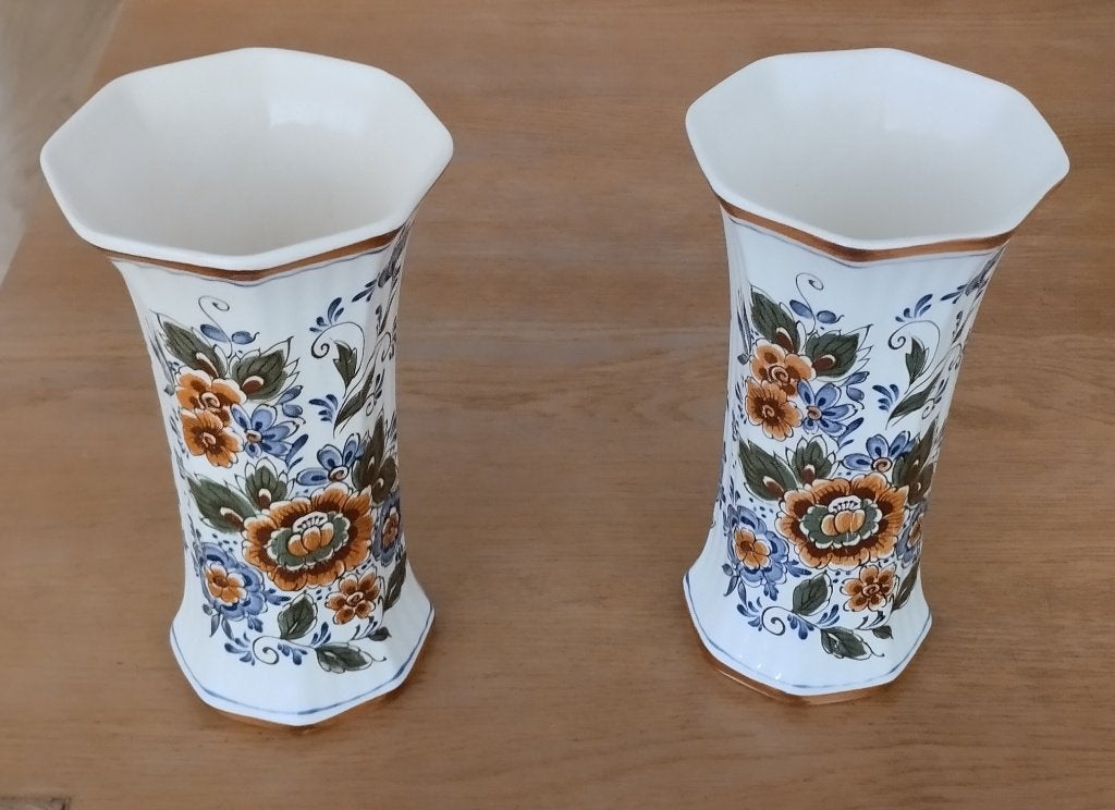 2 Vazen Delft Polychroom Handwerk, Antiek en Kunst, Ophalen of Verzenden