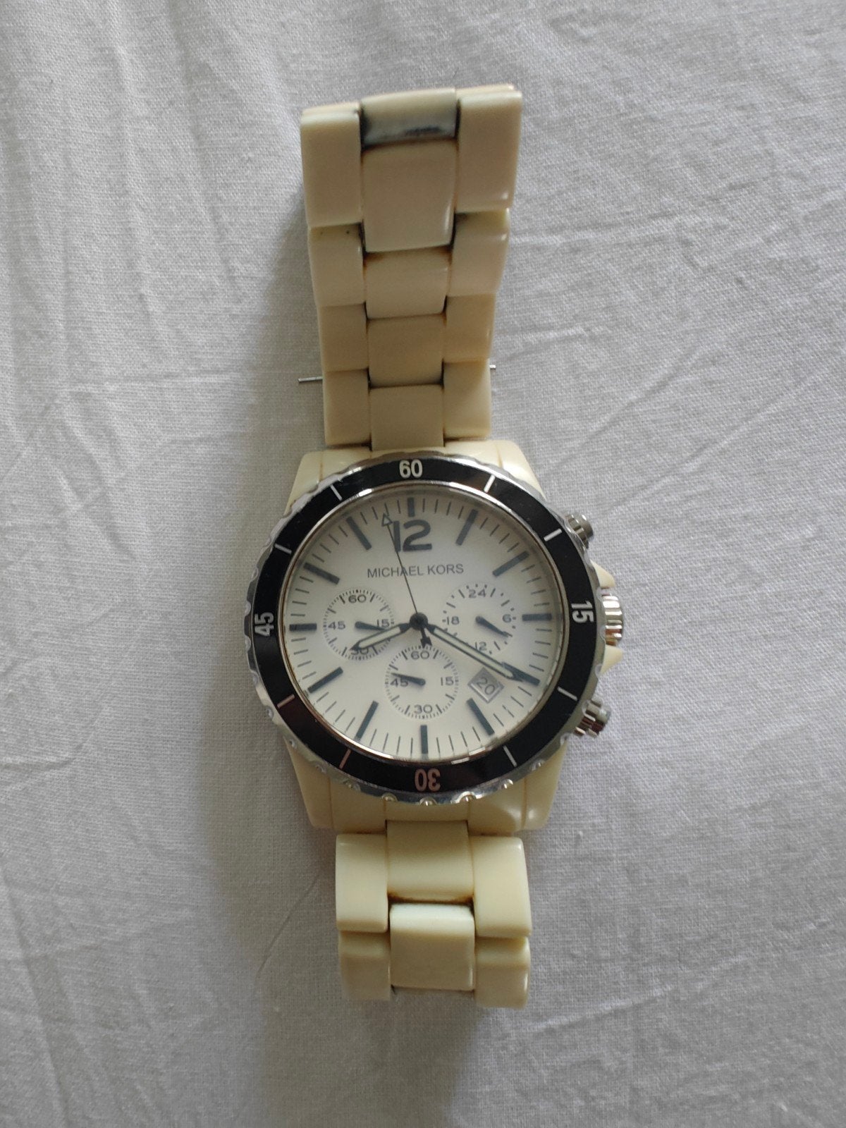 Michael Kors MK-8127 Polshorloge - Crème/Wit, Ophalen of Verzenden