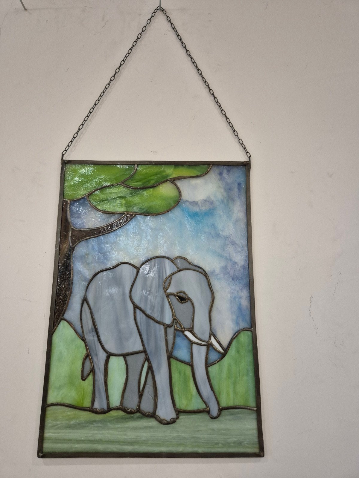 Glas in lood raamdecoratie olifant, Ophalen