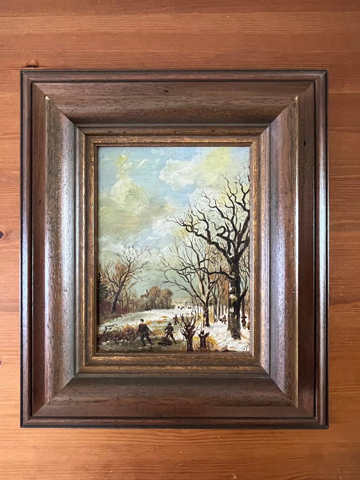 Wintertafereel olieverfschilderij, Ophalen, Doek, Oud hollands, Olieverf