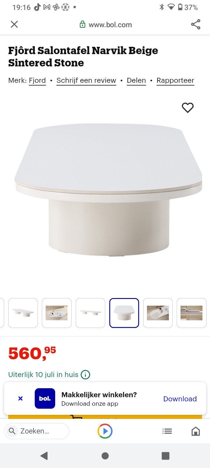 Fjörd Salontafel Narvik Beige Sintered Stone - Nieuw in doos, Overige materialen, 100 tot 150 cm, Nieuw, Ophalen of Verzenden