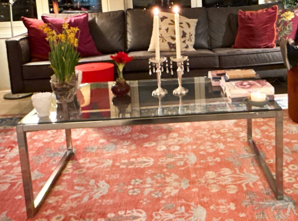 Glas salontafel, Ophalen, 100 tot 150 cm, 50 tot 100 cm, Zo goed als nieuw