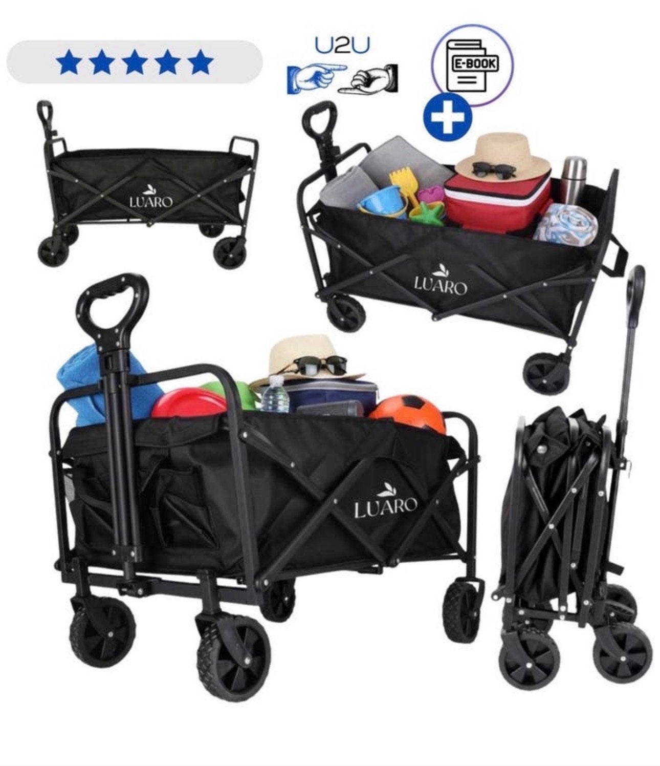 Opvouwbare bolderkar - Nieuw - Zwart - Max 100 kg, Ophalen of Verzenden, Opvouwbaar, Nieuw