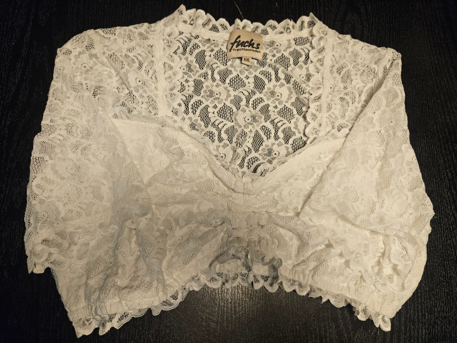Witte kanten dirndl blouse van Fuchs Trachtenmoden, Wit, Maat 46/48 (XL) of groter, Ophalen of Verzenden, Fuchs Trachtenmoden