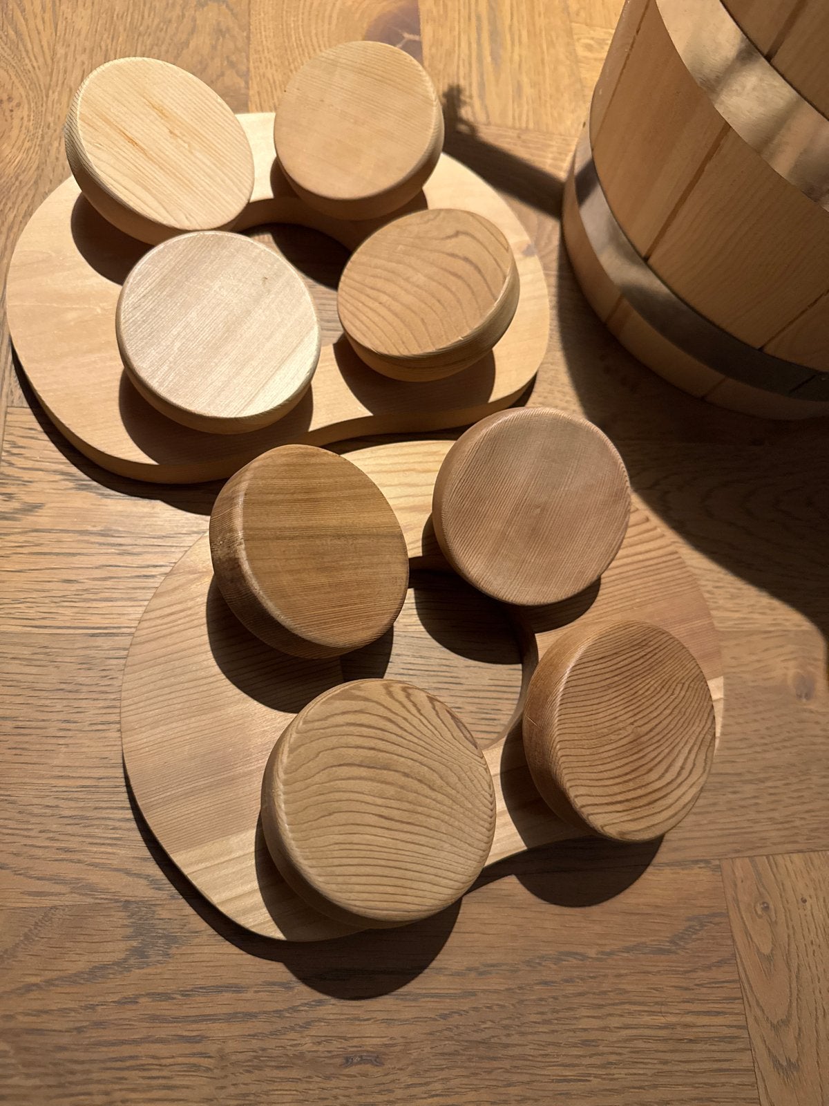 Houten sauna emmer met lepel en houten hoofdsteunen, Ophalen, Nieuw