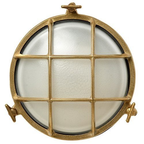 Prof Bulleye rond 40W E27 mat glas + messing korf IP64, Verzenden, Nieuw