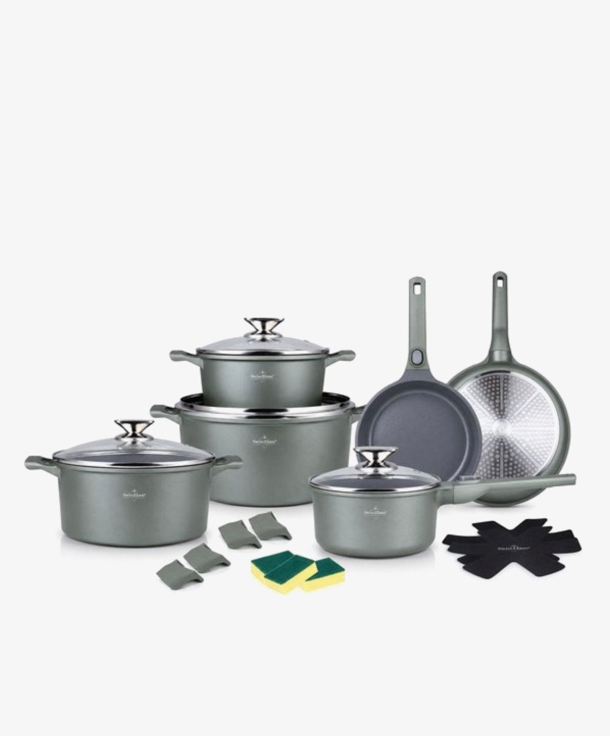 Swisshaus 19-delige pannenset - Inductie - 3 kleuren, Nieuw, Pannenset, Ophalen of Verzenden, Geschikt voor inductie