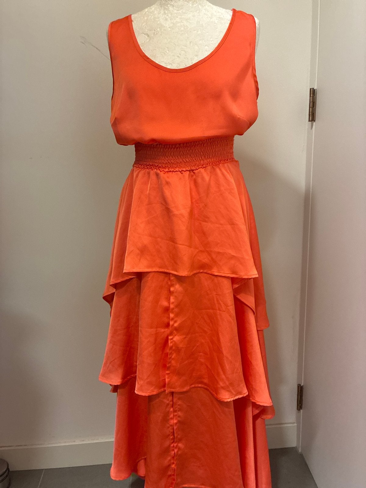 LaDress top S Zelda en rok koraal xxs crêpe zgan, Oranje, Ophalen of Verzenden, Zo goed als nieuw, Maat 36 (S)