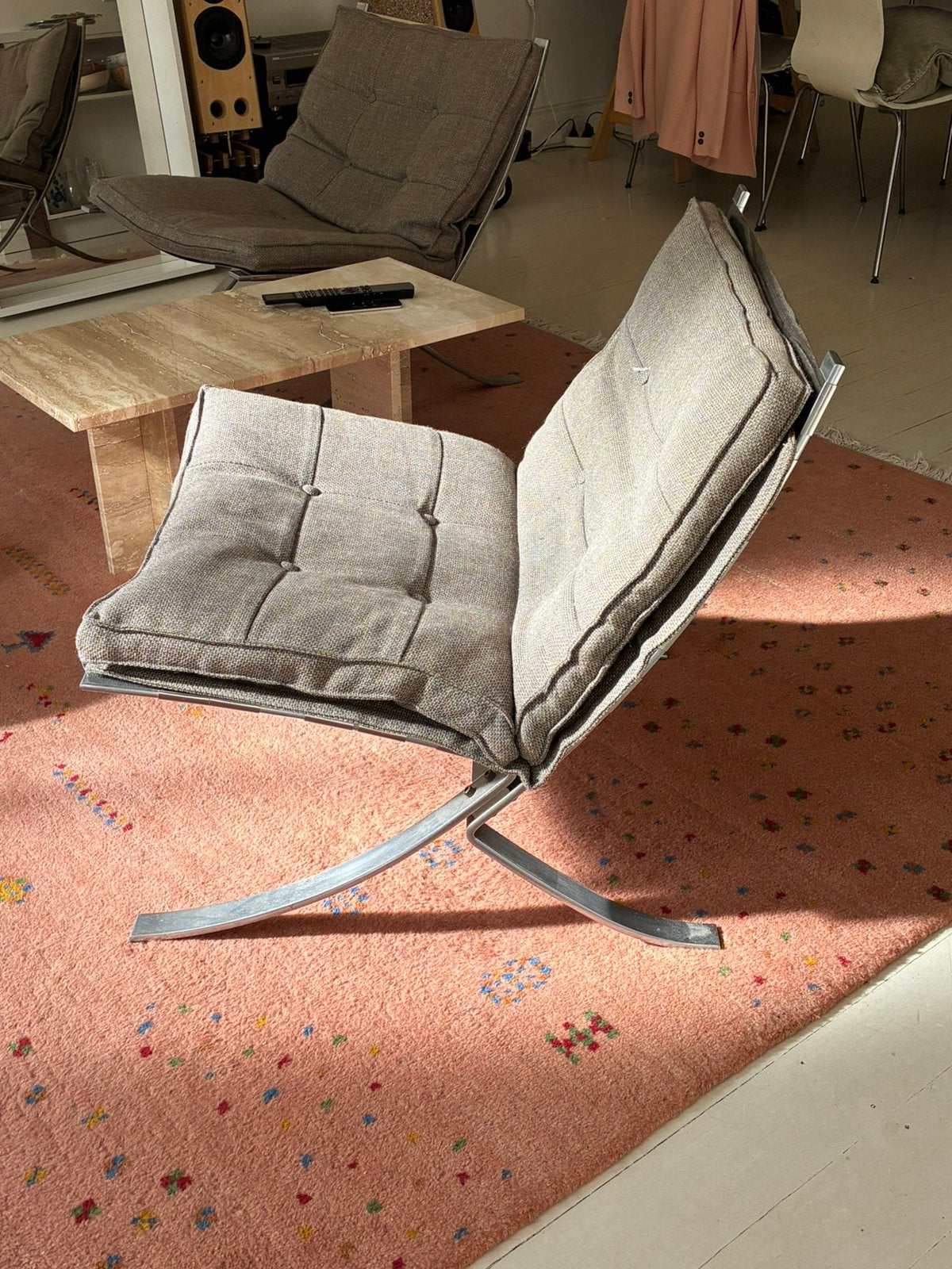 Set van 2 vintage “steel line” design fauteuils, Huis en Inrichting, Ophalen, Gebruikt, 75 tot 100 cm, Metaal