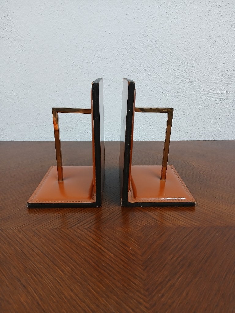 Paar vintage boekensteunen in de stijl van Jacques Adnet, Ophalen of Verzenden