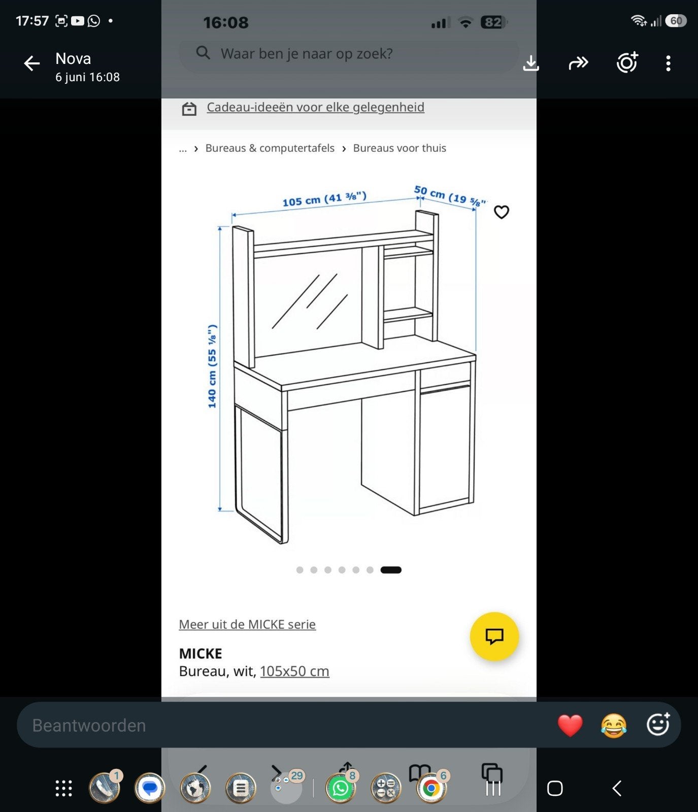 IKEA MICKE Bureau Wit - Compact en Functioneel, Huis en Inrichting, Bureaus, Ophalen, Opbergruimte, Spaanplaat of MDF, Zo goed als nieuw